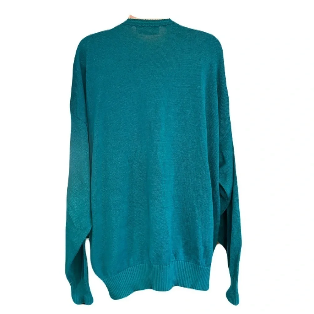 Vintage St. Croix Shop Geometric Pattern Knit Teal Sweater Size Large - Picture 3 of 7